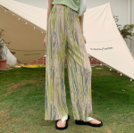 Origami rohelised plisseeritud p&uuml;ksid korea moe p&uuml;ksid k&otilde;rge v&ouml;&ouml;kohaga lahtised v&auml;rvilised laia s&auml;&auml;rega p&uuml;ksid naiste One Size roosa