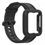 Silikoonrihm Xiaomi Redmi Watch 2 Lite/Horloge 2/Mi Watch Lite k&auml;ev&otilde;ru k&auml;ev&otilde;ru jaoks Xiaomi Poco kellarihm + &uuml;mbris must