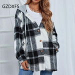 Uus s&uuml;gis- ja talves&auml;rk naiste t&auml;navaprintidega ruuduline mantel kapuutsiga rinnaga kardigan naistele XL