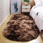 Ovaalne plush vaip Pehme vaip Lastevoodi Pehme sametine &uuml;hev&auml;rviline paks p&otilde;randamatt elutoa magamistoa sisekujunduseks 100x160cm pruun