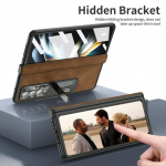 Statiivihoidja t&auml;iskaitsega nahk&uuml;mbris Samsung Galaxy Z Fold4 Fold 3 Fold3 Fold 4 5g Zfold4 karastatud klaasist kile&uuml;mbriste jaoks for Samsung Z Fold 3 punane