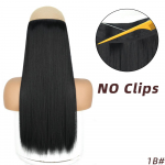 XINRAN naiste mood, pikk sirge must ilma klambriteta juuksepikendused s&uuml;nteetilisest kiust looduslikust igap&auml;evaseks kandmiseks Cosplay sirge juuksel&otilde;ik 55 cm