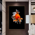 Kala l&otilde;uendiprindid Sissep&auml;&auml;su maalimine Abstraktne Kuldkala plakat Magamistuba Moodne kodukaunistus Loomade seinakunst Pildid elutuppa 20x30cm