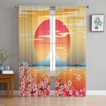 Jaapani Cherry Blossom Moon Minimalistlikud l&auml;bipaistvad kardinad elutuppa magamistuppa k&ouml;&ouml;ki t&uuml;llkardin akende jaoks Voile kardinad 1 PCS W100XH250cm