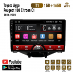 Autoraadio Toyota Aygo Peugeot 108 Citroen C1 2016-2020 2 dini auto multimeediumipleier Android Auto autostereo jaoks 1+16GB
