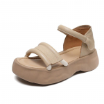 Johnature ehtsast nahast paksu talla sandaalid, mitmek&uuml;lgsed pehme tallaga mugavad hingavad naiste platvormkingad 35 beež