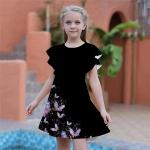 T&uuml;drukute mustriga liblikastr&uuml;kis kleidid Lastele T&uuml;drukute peokleit Liibuv avaralt liibuv l&uuml;hikeste varrukatega seelik &uuml;le nelja-aastastele t&uuml;drukutele 80 lilla