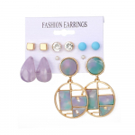 2023 Peok&otilde;rvar&otilde;ngad Kuldne Ruut Stereo K&otilde;rvar&otilde;ngad Diamond Deluxe Lillad Pisark&otilde;rvar&otilde;ngad 10 tk. Suur &uuml;mmargune kaar Sinised &uuml;mmargused helmed armsad ehted kingitus sinine