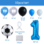 32 tk jalgpalli&otilde;hupallide komplekt, 30-tolline sinine, 0-9 numbriga jalgpalli fooliumist &otilde;hupalli &uuml;mmargune jalgpalli gloobused beebiootel poiste s&uuml;nnip&auml;evaks 32pcs blue