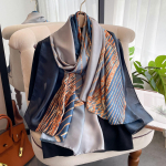 Kvaliteetsed luksuslikud siidist sallid peapael Sallid kaelasall naistele kett siidist sall naiste dekoratiivne sall 180*90cm sinine