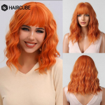 HAIRCUBE Orange Short Bob s&uuml;nteetilised parukad Natural Wave Juuksed Naiste Parukad tukkidega Igap&auml;evased Lolita kuumakindlad moeparukad