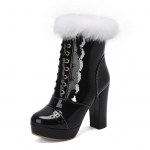 Naiste poolsaapad &uuml;mmargune varvas platvorm Paks k&otilde;rged kontsad t&otilde;mblukk L&uuml;hikesed saapad Naiste Moodsad kingad S&uuml;gis Talv Sinine Roheline 46 34 must