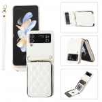 Crossbody kaelapael, t&otilde;mblukk, nahast rahakott kaardi telefoni&uuml;mbris Samsung Galaxy Z Flip 5 4 3 luksusliku randmen&ouml;&ouml;riga klapitava aluse kate Samsung Z Flip 3 must