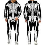 Halloween Cosplay Skeleton Splanchna 3D All Over Print T&otilde;mblukuga dressid Meeste kapuutsiga p&uuml;ksid 2 tk Komplekt T&auml;navar&otilde;ivaste kost&uuml;&uuml;mid S valge