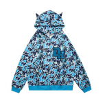 American Retro Camo Star 3D topeltkihiline m&uuml;ts, prinditud k&otilde;rvaplush kardigan kampsun S sinine