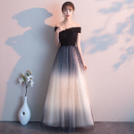 Naiste pikk &otilde;htukleit Elegantne t&uuml;llist A-kujuline ballikleit pulmapeoks S must