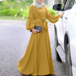 Moslemi naiste palve Abaya pikk maxi kleit Dubai Kaftan Jilbab Islami ramadan S kollane