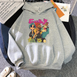 Gorillaz Rock Band Cartoon Print Unisex/naiste puuvillane kapuuts vabaaja &uuml;lisuur pullover Populaarne dressipluus Mood Unisex r&otilde;ivad XL gray