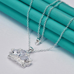 URMYLADY 925 Sterling h&otilde;bedane kroon AAAAA tsirkoonist ripats kaelakee naistele mood pulma kihlus ehted 45cm