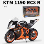 1/10 skaala Welly KTM 1190 RC8 R sulamist mootorratta mudel Diecasts metallist m&auml;nguasja s&otilde;idukid Mootorratta mudel K&otilde;rge simulatsiooniga kollektsioon Laste kingitused 1/10-20.7x7.4x12cm oranž/must