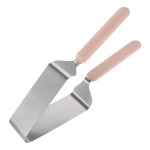 Roostevabast terasest koogi eraldaja, mugava k&auml;epidemega kolmnurkne koogi&uuml;lekande koogihoidja koogil&otilde;hkuja koogi ekvalaiser