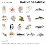 PET-kleebised, m&auml;gi- ja mereatlase sari, retroloomade ja taimede k&auml;siraamatu materjalid, 40 tk Marine organism