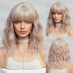 ALAN EATON L&uuml;hike BOB s&uuml;nteetiline WIGS Kuldne blond lokkis parukas tukkidega naistele Cosplay Daily Party kuumakindel kiust parukas