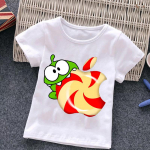 Om Nom Beebi T&uuml;druk Poiss Cartoon Game Cut The Rope T-s&auml;rk Laste Naljakas Konn L&uuml;hikeste Varrukatega T-s&auml;rk O Kaelus Laste Harajuku T-s&auml;rk Top 130cm