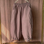 Johnature naiste vintage linasest elastsest v&ouml;&ouml;st p&uuml;ksid pluss puuvillased soojad talvep&uuml;ksid &uuml;hev&auml;rvilised taskud lahtised pikad p&uuml;ksid One Size kohv