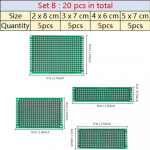 4-40 tk Universaalne PCB vooluringi protot&uuml;&uuml;p, kahepoolne pantplaat 2x8 3x7 4x6 5x7 7x9cm ribaplaadi protot&uuml;&uuml;pimisplaat DIY elektrooniline komplekt Set B 20pcs