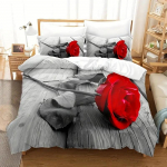 3D romantiline roosiga voodipesukomplekt naiste suletekk ja padjap&uuml;&uuml;r 2/3 tk t&uuml;drukute teismeliste tekikate DE135 * 200 t&auml;issuuruses lillemustriga kate AU Double 180x210cm