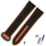 20 mm 22 mm kummist nailonist silikoonist kellarihm Omega GMT Planet Ocean Seamaster Diver 300 kumera otsaga oranži kellarihm Black orange-black 20mm&with logo