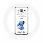 Coque pour Samsung Galaxy j5 Lilo et Stitch Ohana Citation Blanc