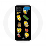 &Uuml;mbris Samsung Galaxy A22 5G Simpsonite kleebiste mustal taustal