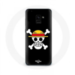 &Uuml;mbris Samsung Galaxy A8 Plus One Piece Manga Skull musta taustaga