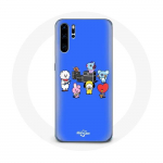 Coque pour Huawei P30 Pro BTS BT21 Tata Chimmy Cooky Rj Koya Shooky Et Mang Jouent De la musique Fond Bleu