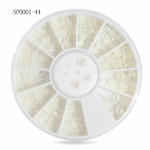 Nail Art Ornaments 2mm 3mm Poolring Pearl Disc Valge valkjas Pearl 12 Grid plaadim&auml;ngija Ehted 1