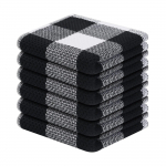 Puhas puuvillane k&ouml;&ouml;gir&auml;tik, vahvlil&otilde;ikeline ruuduline r&auml;tik, imav lapp, &uuml;lipehme k&ouml;&ouml;gilapp, majapidamislapp 6pcs must