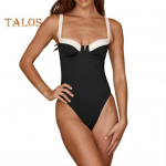 Naiste seksikas monokini lapiline v&auml;rviline seljata &uuml;hes t&uuml;kis ujumistrikoo alustraat toetav ujumiskost&uuml;&uuml;m rannariided S must