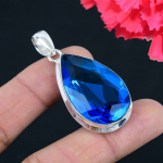 Sinine topaas v&auml;&auml;riskivi ripats massiivne 925 sterlingh&otilde;be ripats ehted kingitus unisexile