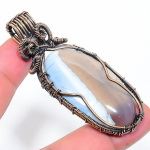 Natural Owyhee Opal Gemstone Handmade Copper Wire Wrap Pendant 2.68 s7v30