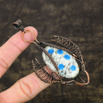 Natural K2 Blue Azurite Gemstone Handmade Copper Wire Wrap Pendant 3.98 f1q17