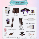 Elysia Cosplay Kost&uuml;&uuml;m Impact 3 Karnevali vorm Parukas Anime Halloweeni kost&uuml;&uuml;mid Naised M&auml;ng L-(Costume+Wig)