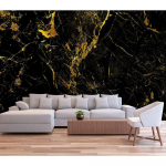Must ja kuldne marmorist tapeet, suur abstraktse marmormustriga seinamaaling magamistoa elutoa teleri taustal 200 cm(W) x 140 cm(H)