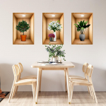 3 tk 3D taimede lilledega seinakleebiste komplekt DIY kroonklaasist kleebised elutoa jaoks magamistoa pulmakaunistuseks isekleepuvad k&uuml;lmkapi kleebised 48*72cm*3Pcs