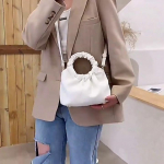 Kevadine plisseeritud pilvekott naistele Pehmest nahast &otilde;lakott Moebr&auml;ndid Crossbody Bag Designer k&auml;ekotid 21*11*25cm valge