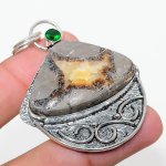 Natural Septerian Stone, Peridot Gemstone 925 Sterling Silver Pendant 2.40 e9q41
