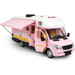 Haagissuvila haagissuvila m&auml;nguasjad survevalatud metallist s&otilde;iduk, teesklemine, m&auml;ngimine, tagasit&otilde;mbamine, mudel autouksed ja markiis avatud valgusheli lastele v&auml;ikelastele s&uuml;nnip&auml;evakingitused Size:21*9.5*7cm roosa