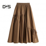 Naiste suveseelik Elastne k&otilde;rge v&ouml;&ouml;kohaga plisseeritud seelik &uuml;hev&auml;rviline ebaregulaarne pingutusn&ouml;&ouml;r suur &auml;&auml;ris A-joon seelik XL kohv