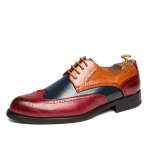 Meeste Vabaaja Kingad Moodsad Brogue Madalad Oxford Nahast Formaalseteks S&uuml;ndmusteks Sinine Patchwork V&auml;rv Briti Stiil Peo H&auml;rrasmehe Kingad 44